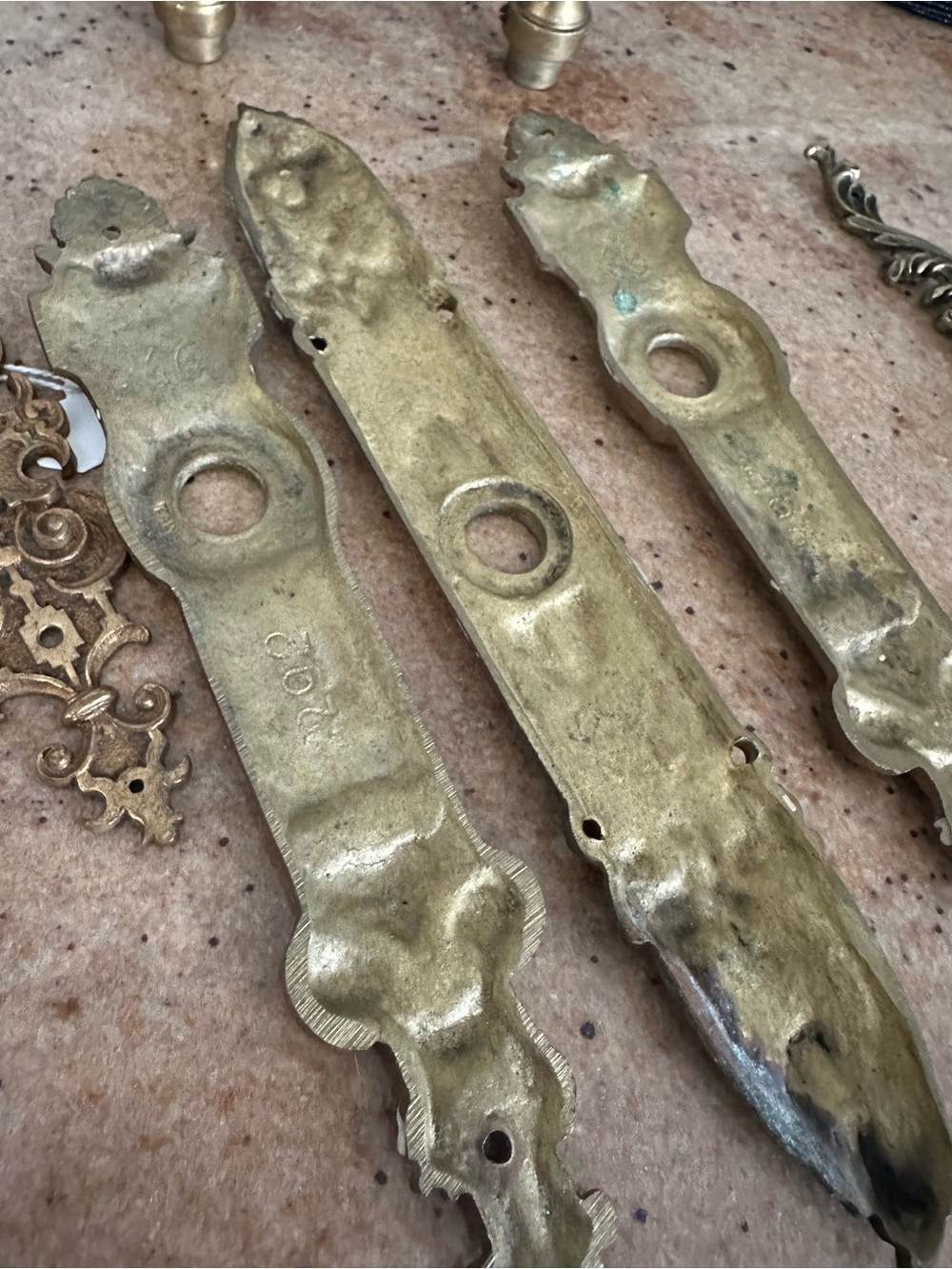 Antique-Style Decorative Brass Door Backplates - Set of 3